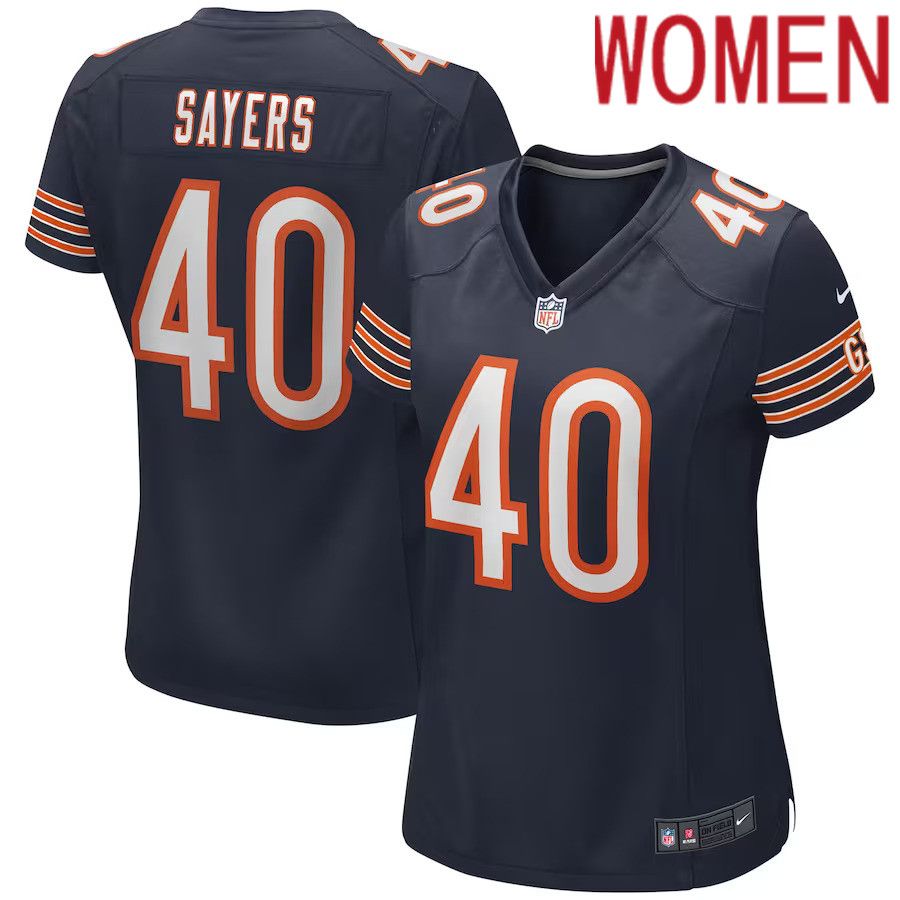 Women Chicago Bears 40 Gale Sayers Nike Navy Game Retired Player NFL Jersey